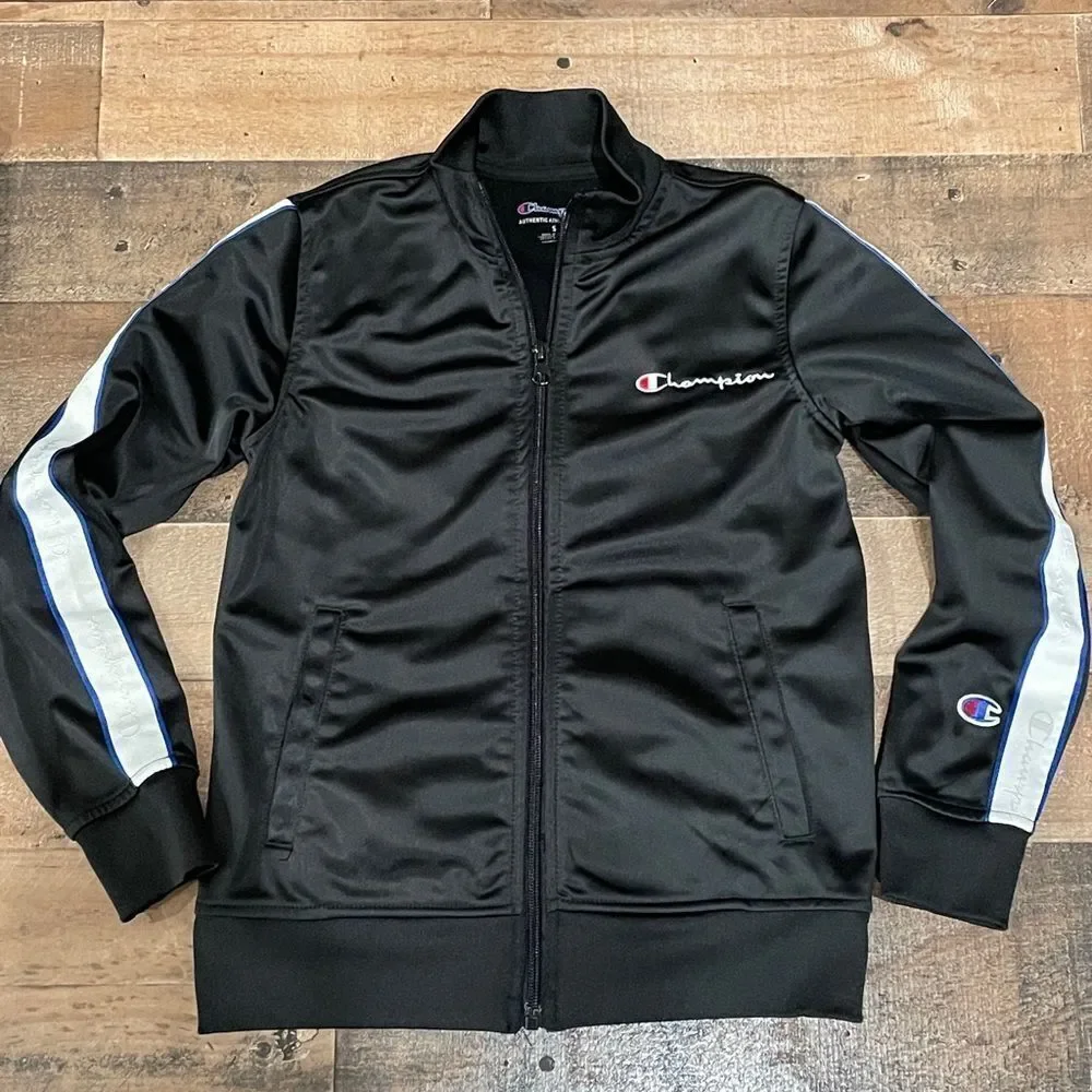 Champion Boys Full Zip Long Sleeve Mock Neck Tricot Track Taped Jacket Small